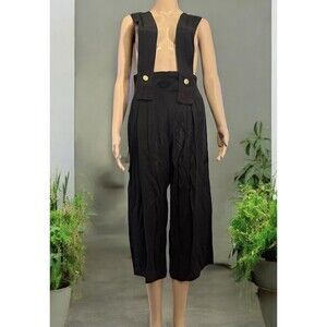 Vintage 80s Leger Black Preppy Punk Wide-Leg Madonna Look Jumpsuit, Sz Small